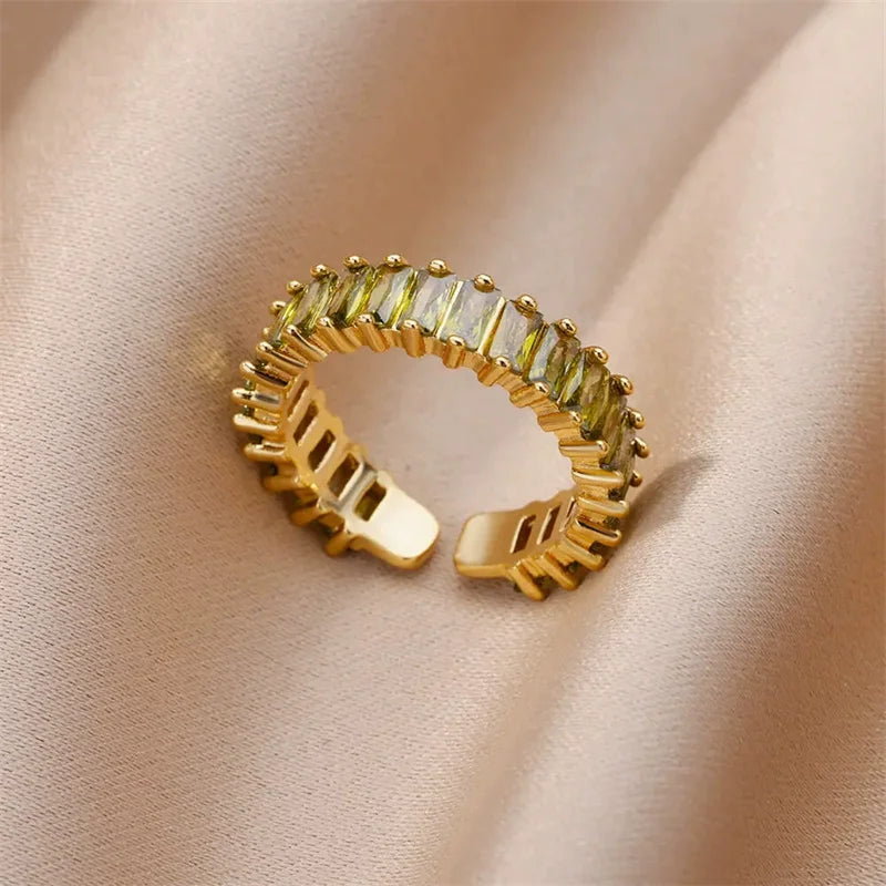 Eilieck Stainless Steel Zirconia Ring