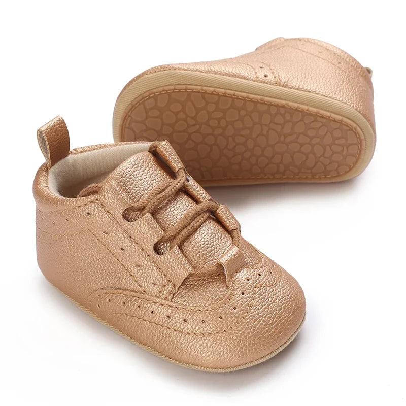 Baby Boys’ Moccasins – White Soft-Sole Non-Slip First-Step Shoes