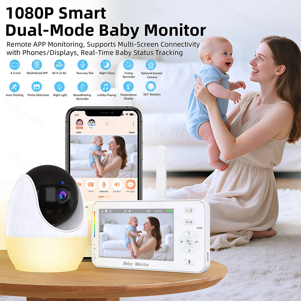 1080P HD Baby Monitor – WiFi, 4.3" Display & Night Vision