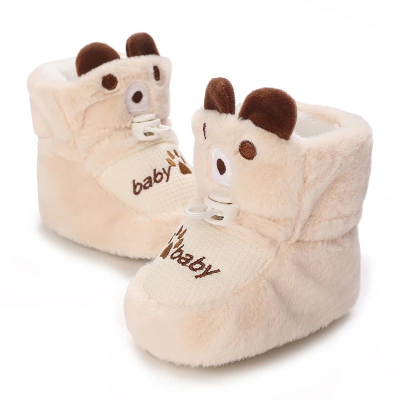 Baby Winter Cotton Shoes (0–1Y) – Thick Warm Teddy Bear Walking Shoes