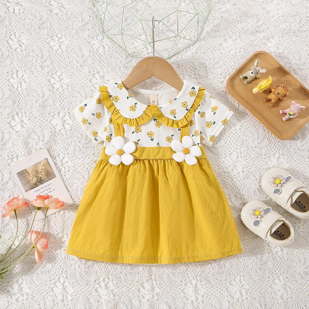 0-3 Years - Two-Piece Shoulder Strap Dress Girl Cute