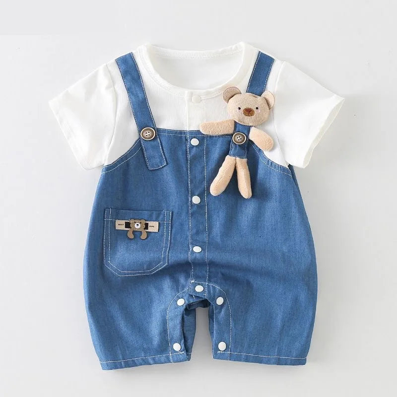 Baby Denim Bear Romper (0-24M)