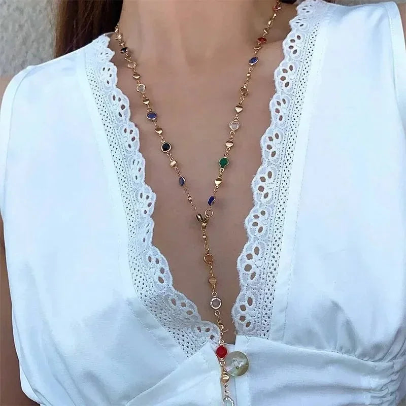 Crystal Zircon Rhinestone Tassel Necklace