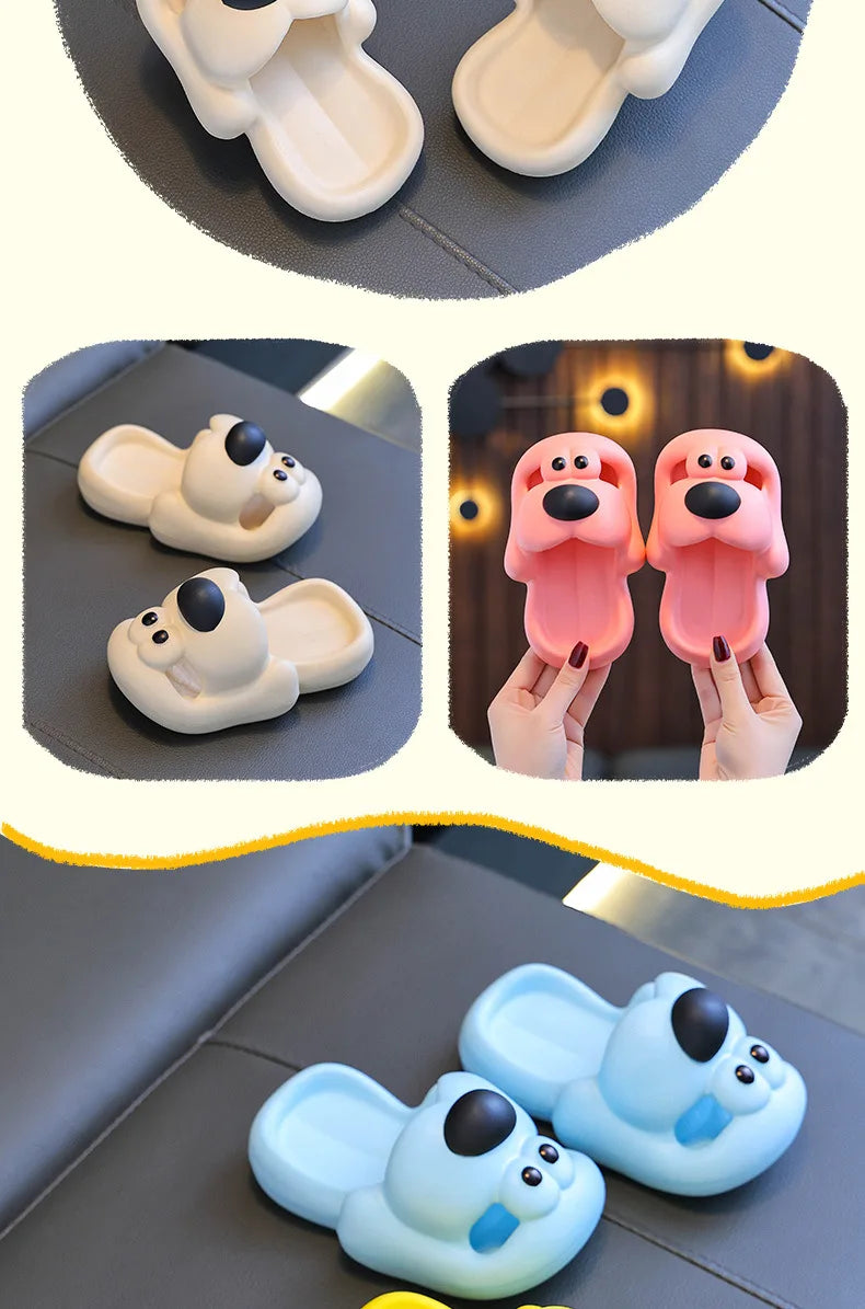 Kids Cartoon Puppy Slippers – Soft Non-Slip Indoor Flip-Flops
