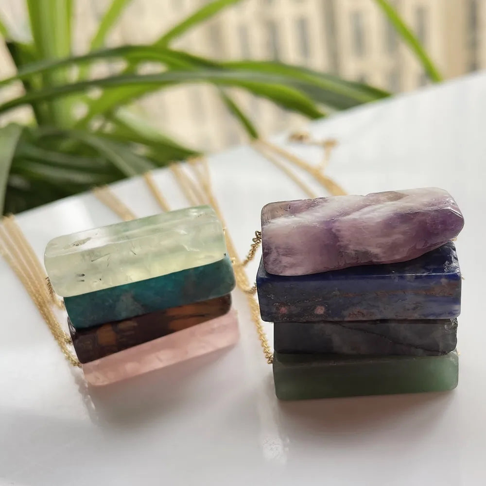 Minimalist Natural Crystal Stone Necklace Healing