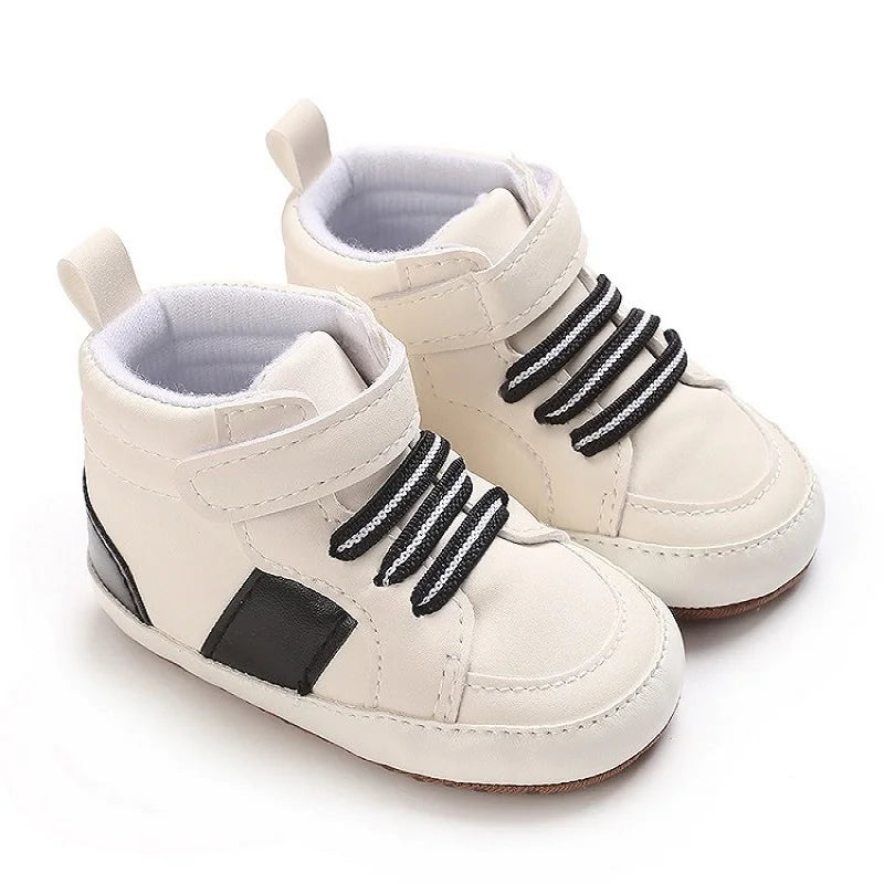 Infant Spring Sneakers (0–18M) – White Non-Slip Soft-Soled Shoes