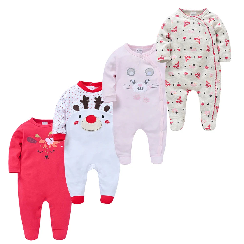 3/4 Pcs Girls  Jumpsuit 0-12 M