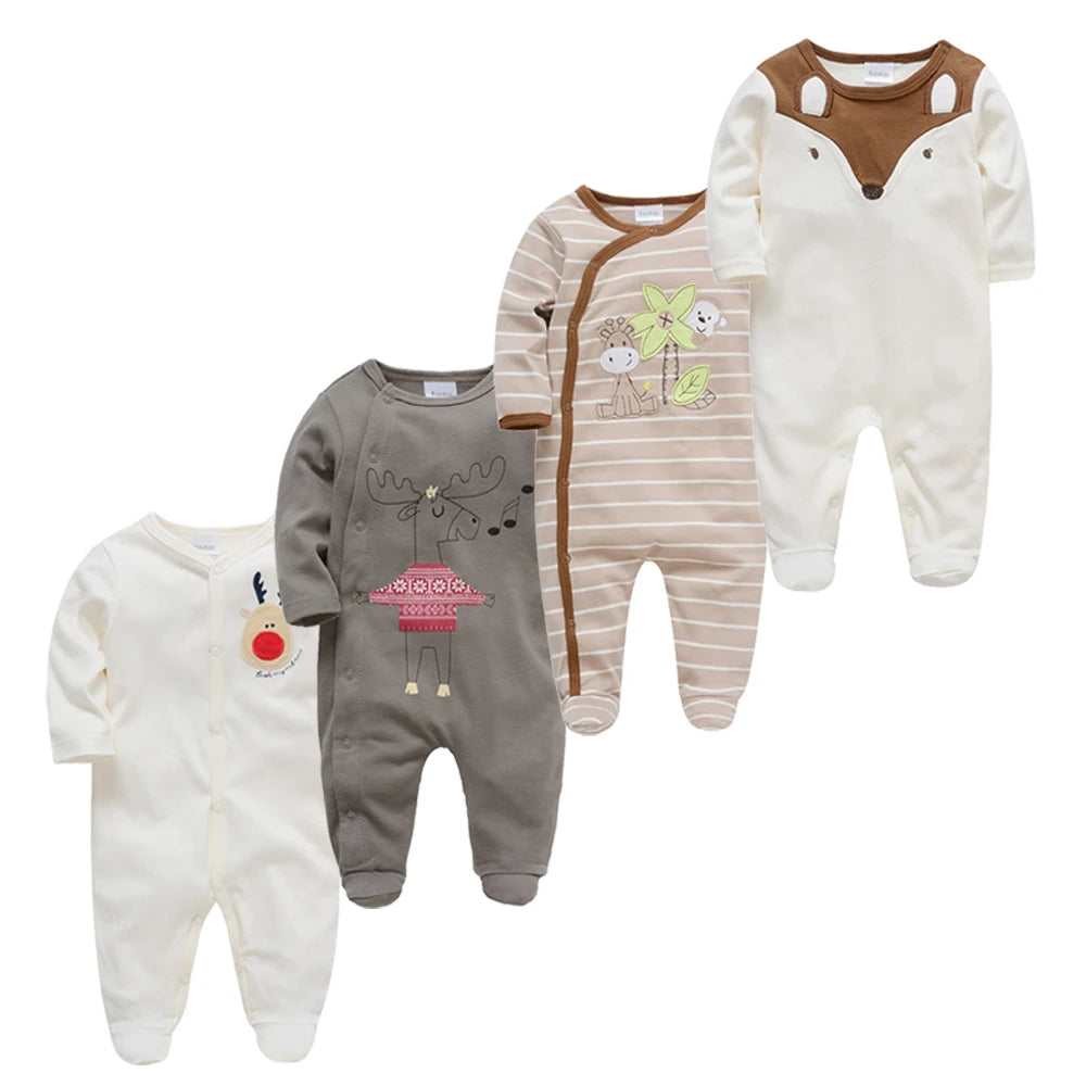 3/4 Pcs Girls  Jumpsuit 0-12 M