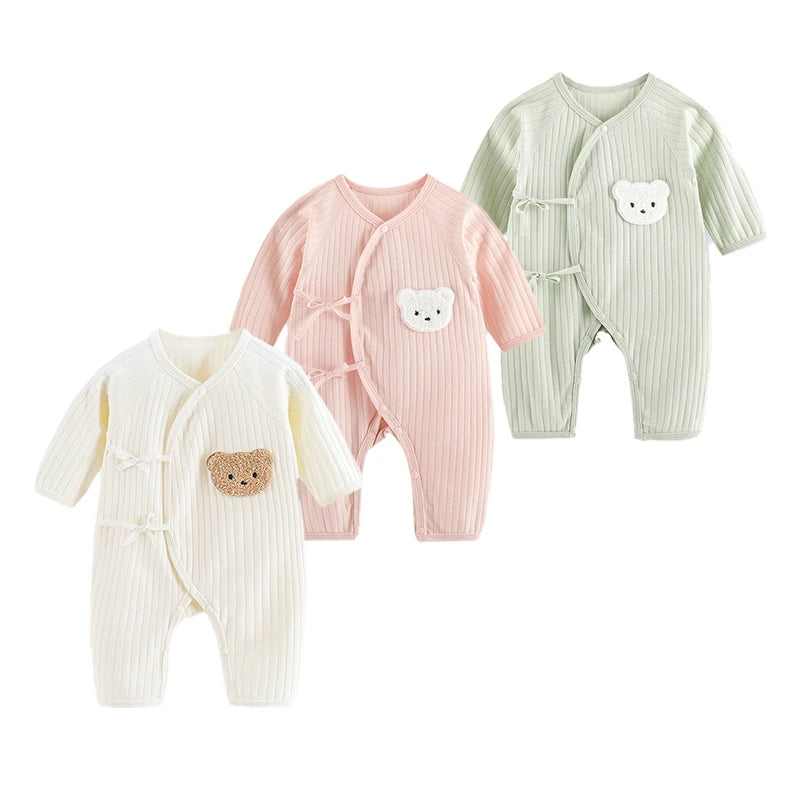 Baby Bear Cotton Romper – Long Sleeve (0–12M)
