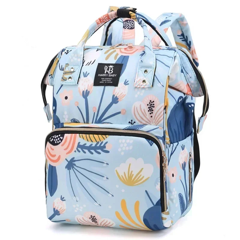 Fashion Print Nappy Backpack – Multi-Functional Large Capacity Mommy Bag for Outdoor Travel & Baby Care