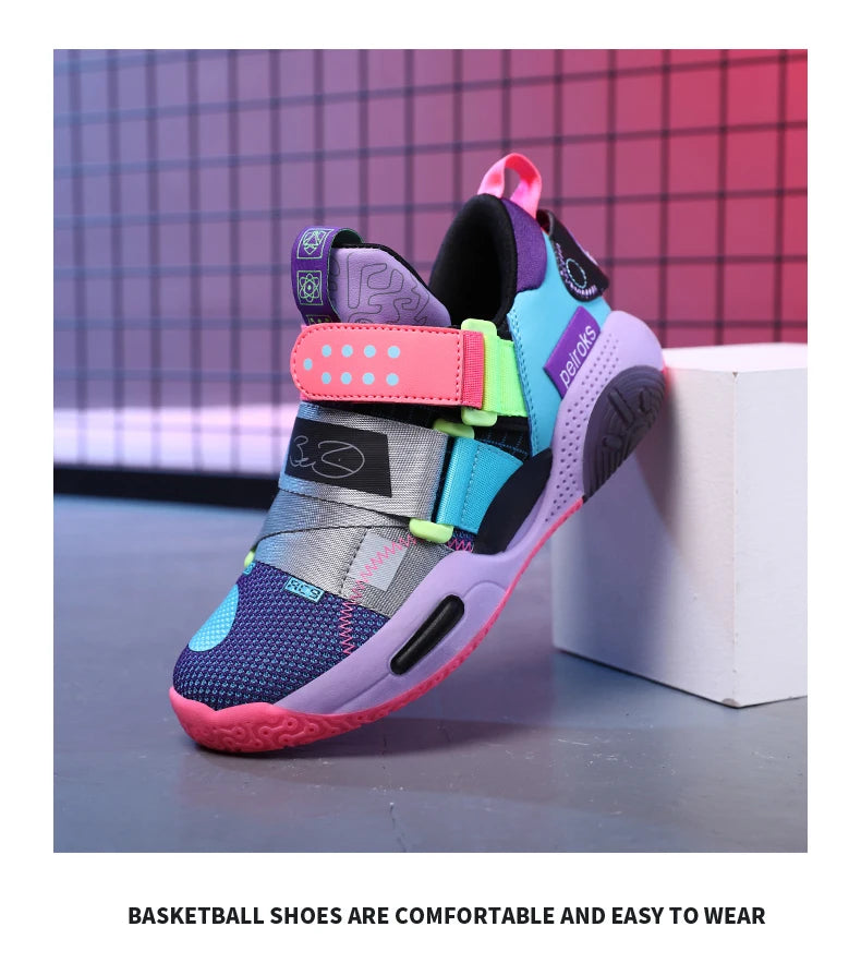 Kids’ Basketball Sneakers – Lightweight, Non-Slip Sports Shoes