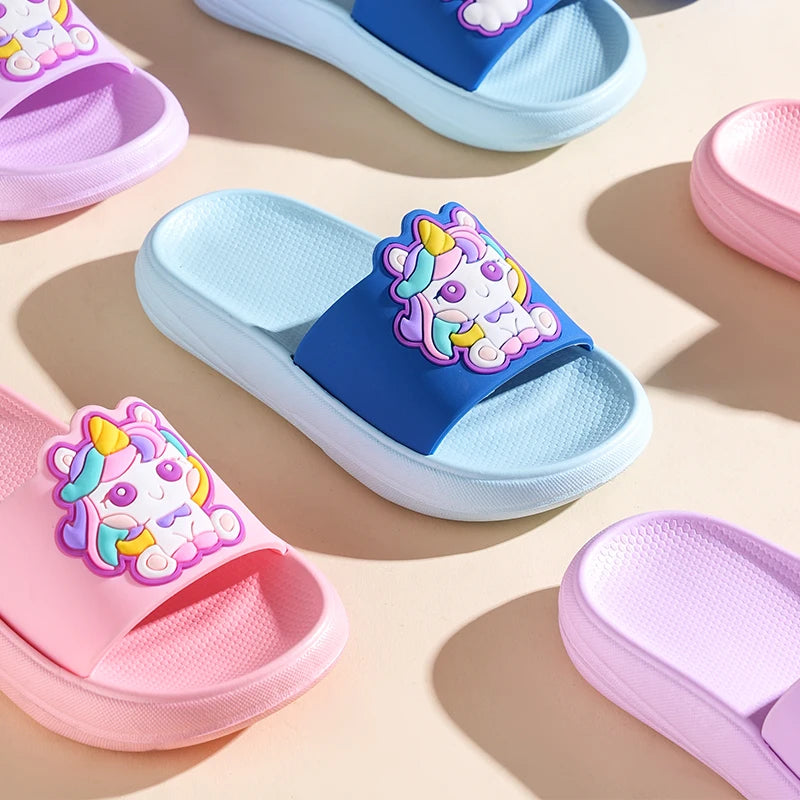 Kids Unicorn Rainbow Slippers – Non-Slip Indoor & Beach Shoes