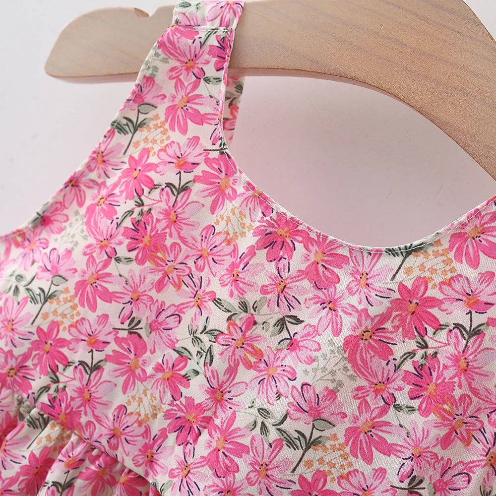 Baby Girl Summer Outfit, Bow Strap Dress & Hat