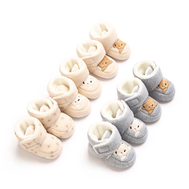 Baby Winter Cotton Shoes (0–1Y) – Thick Warm Teddy Bear Walking Shoes
