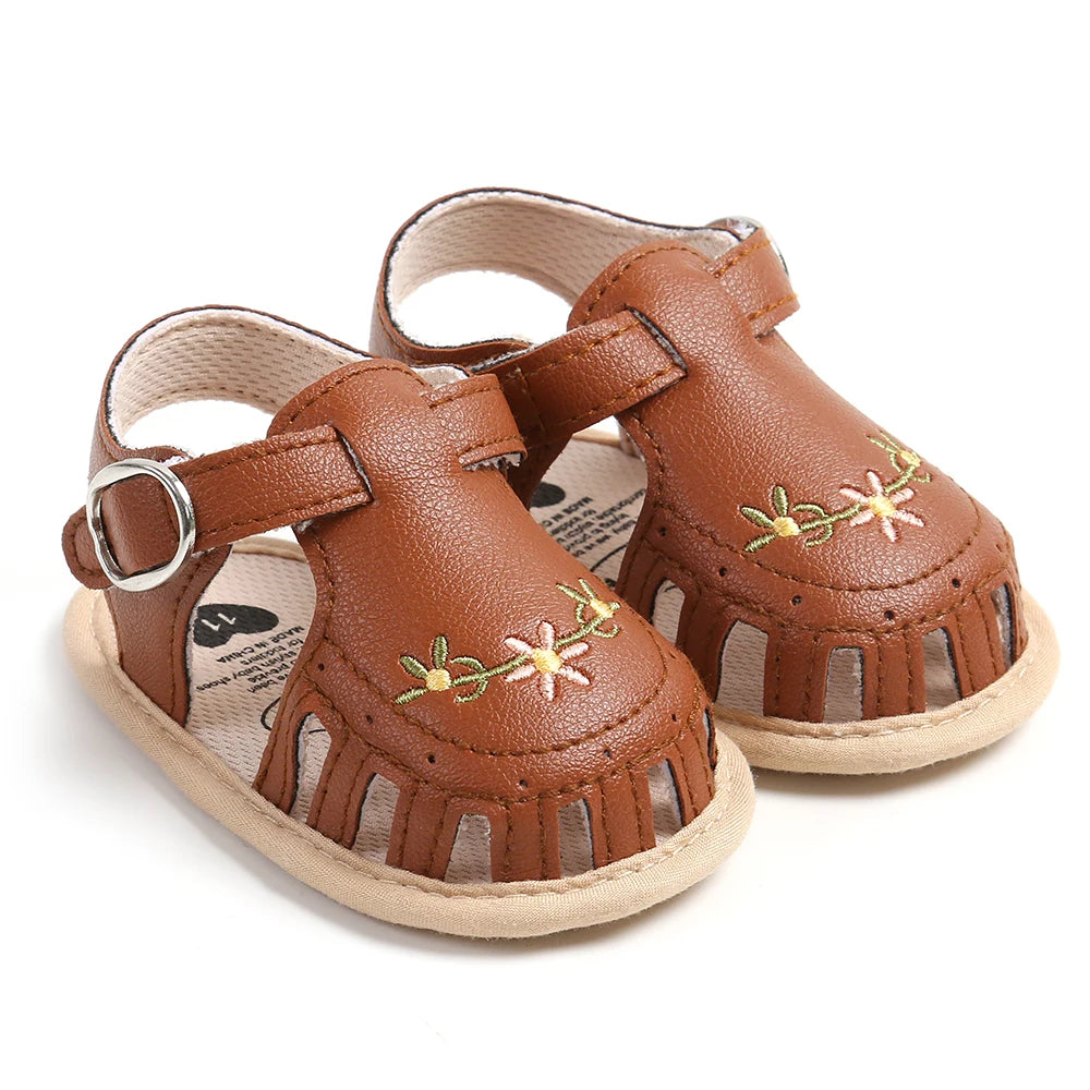 Baby Girl Summer Sandals – Breathable Lightweight Floral Wrap-Toe Shoes