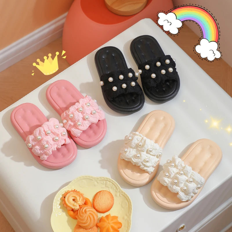 Girls’ Summer Princess Slippers – Soft Non-Slip Bow Beach Shoes