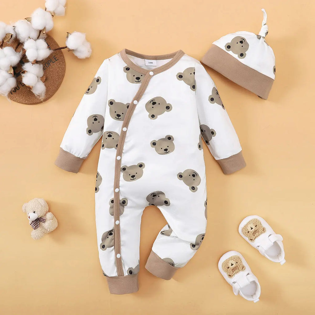 Baby Boys Bear Romper – Long Sleeve (0–12M)