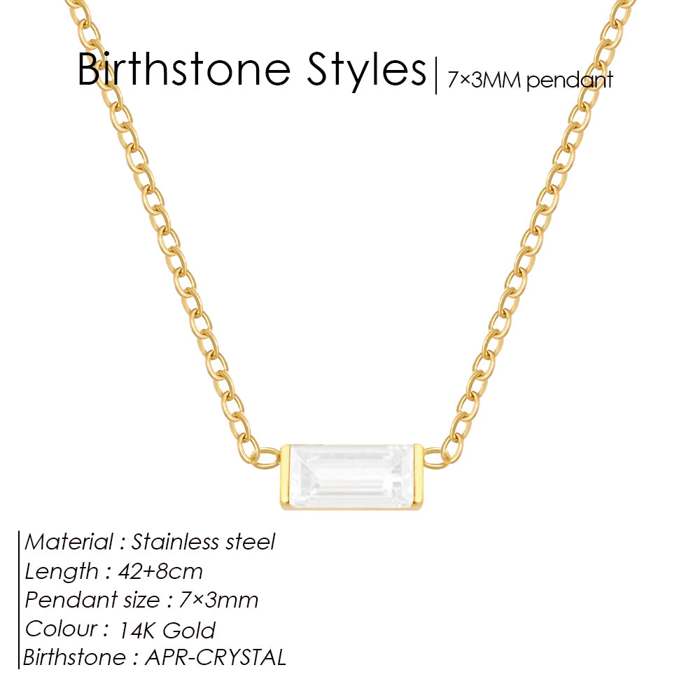 EManco Stainless Steel Colorful Birthstone Pendant