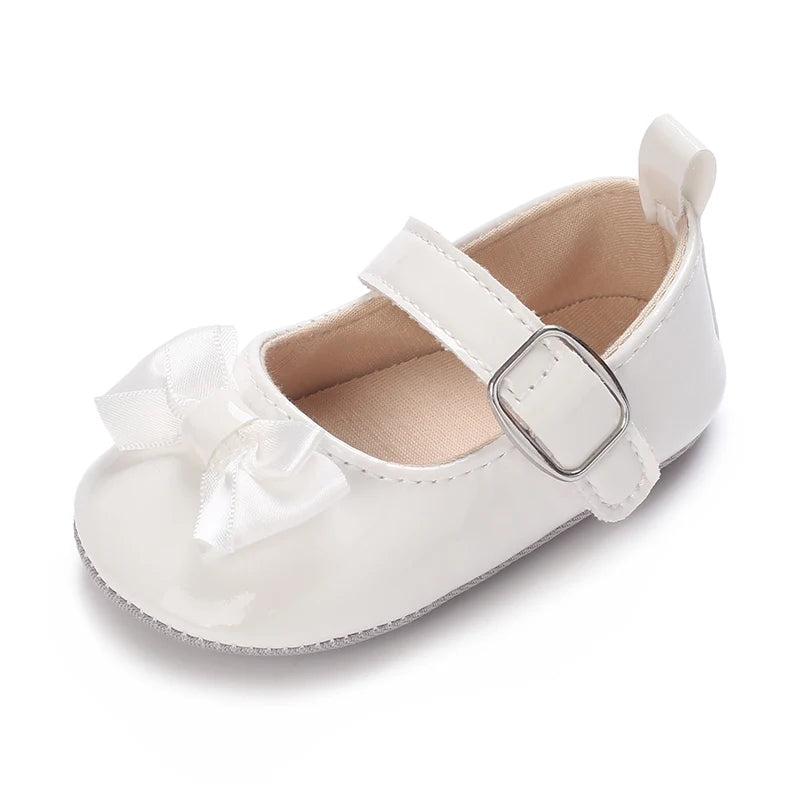 Baby Girls’ Bow Princess Shoes – Soft Leather Non-Slip Walking Sneakers