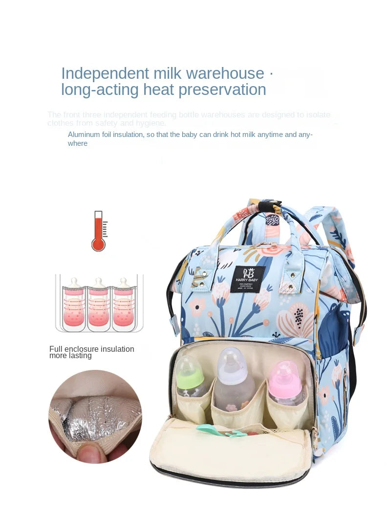 Fashion Print Nappy Backpack – Multi-Functional Large Capacity Mommy Bag for Outdoor Travel & Baby Care
