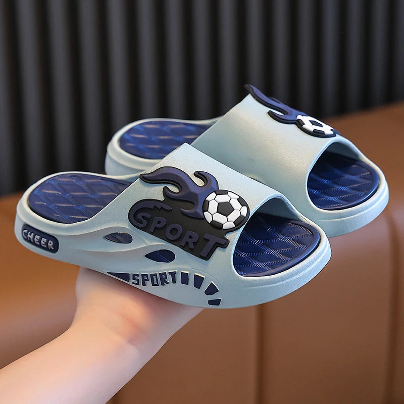 Kids Cartoon Football Sandals – Non‑Slip Summer Beach Shoes (Age 4–8)