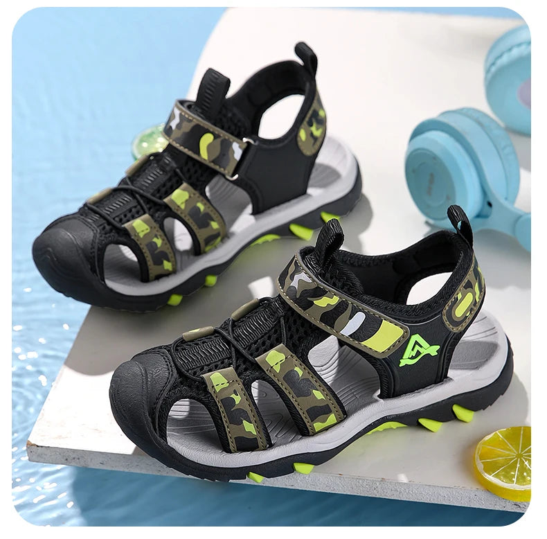 Kids’ Summer Water Sandals – Non-Slip Leather Shoes