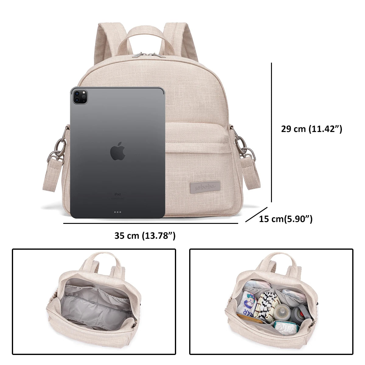 Soboba Stylish Waterproof Diaper Bag – Large Capacity Multi-Functional Backpack with 2 Straps