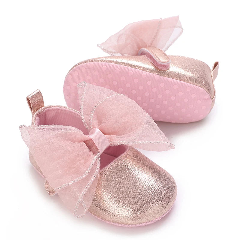 Baby Shoes (0–18M) – Plush Soft Bow Casual Sneakers