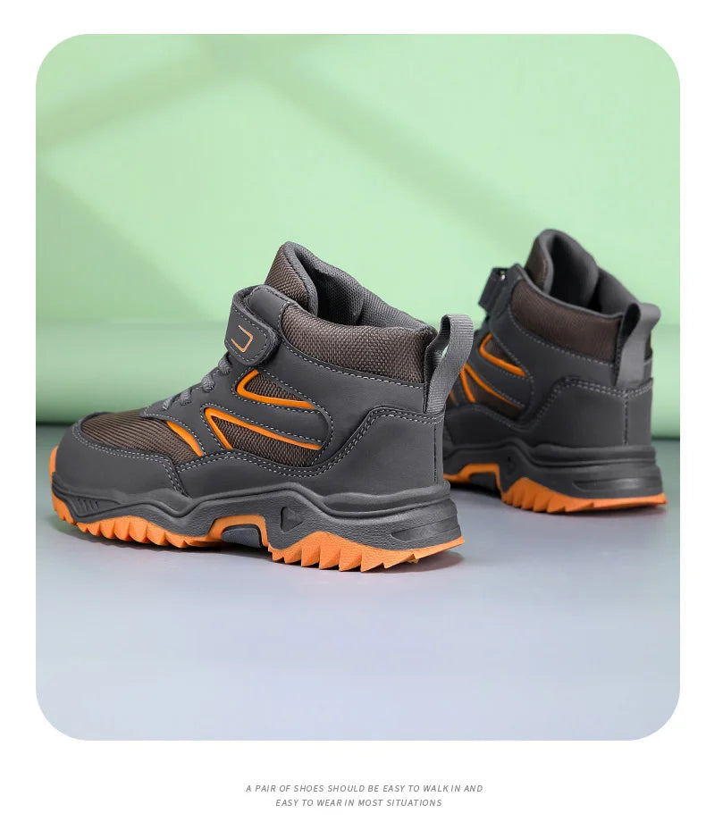Boys’ Leather Sports Sneakers – Non-Slip, Breathable (Sizes 29–40)