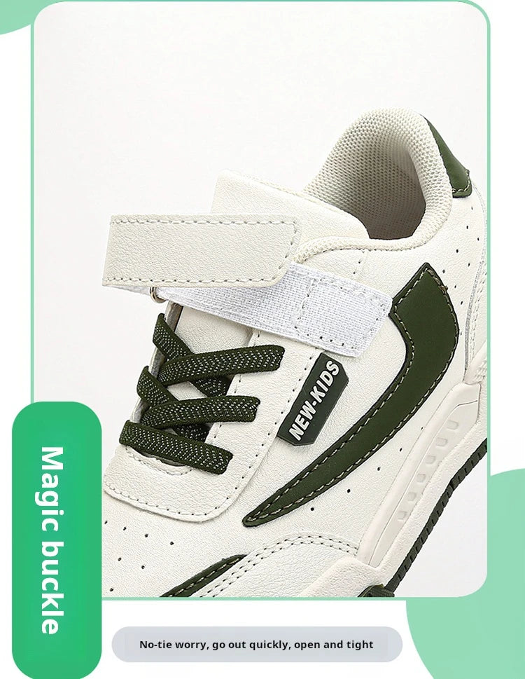 Kids’ Running Sneakers – Leather & Mesh, Non-Slip Shoes