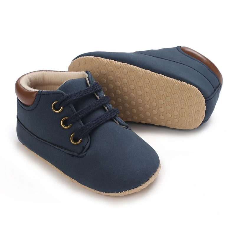 Baby Walking Shoes (0–18M) – Lace-Up Casual Flat Sneakers