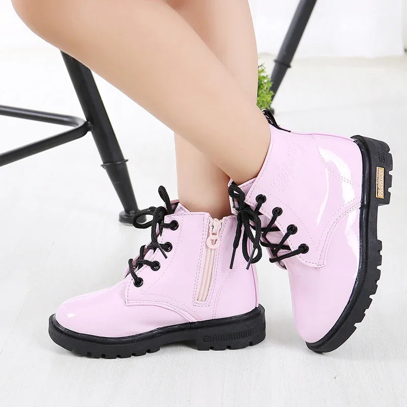 Girls’ PU Leather Winter Boots