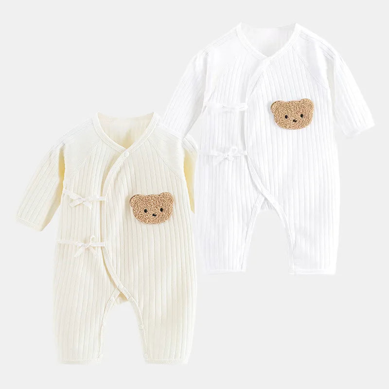 Baby Bear Cotton Romper – Long Sleeve (0–12M)