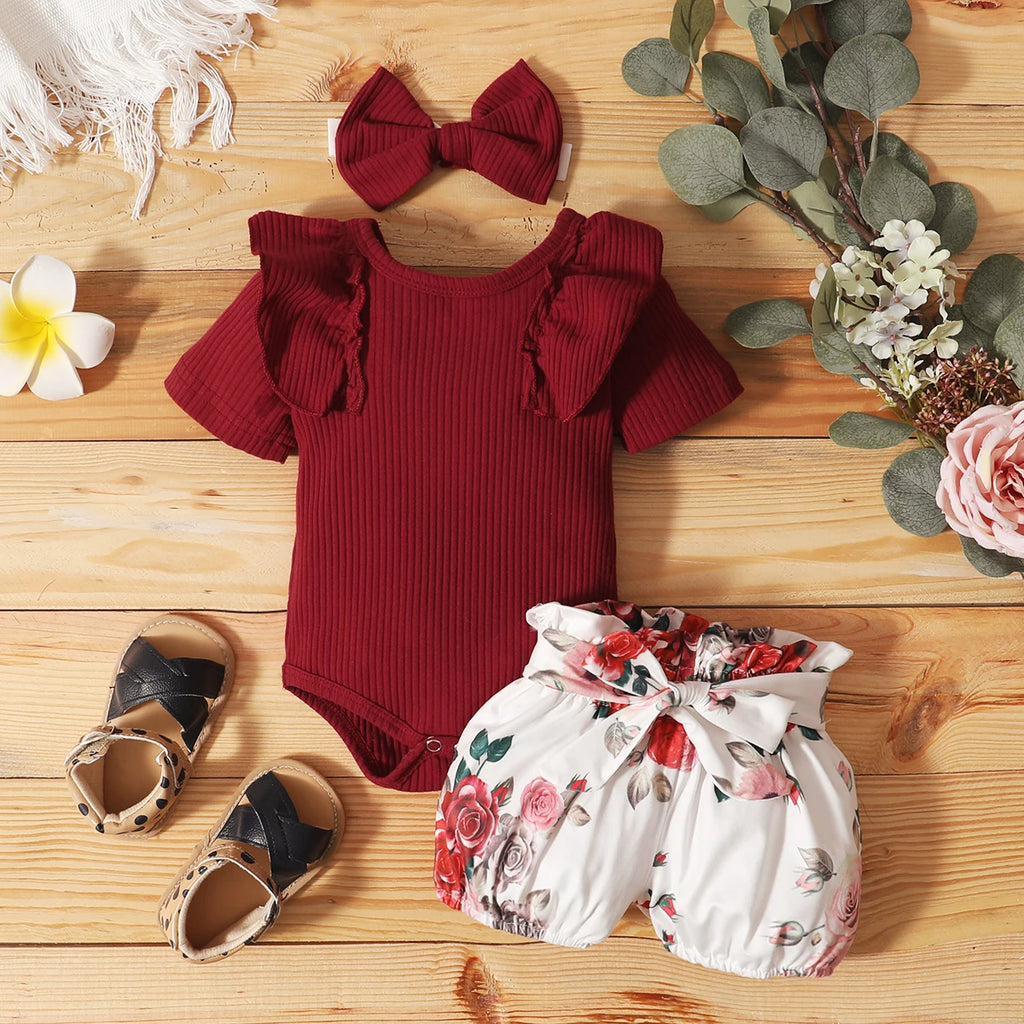 Baby Girl Summer Dress, Ruffle Collar & Flower Print
