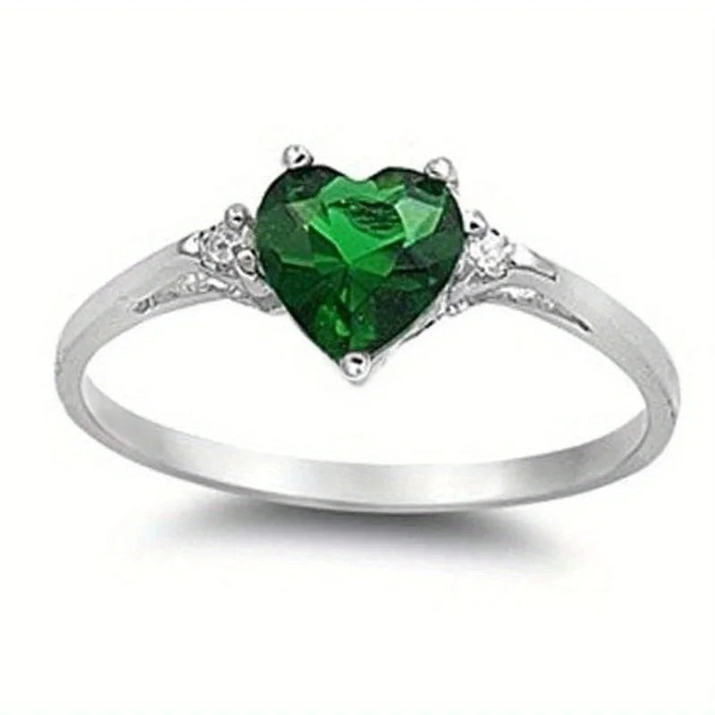 Huitan Chic Multiple Colored Heart CZ Ring Women Graceful Lady Fashion Delicate Love Jewelry for Engagement Wedding Band Gift