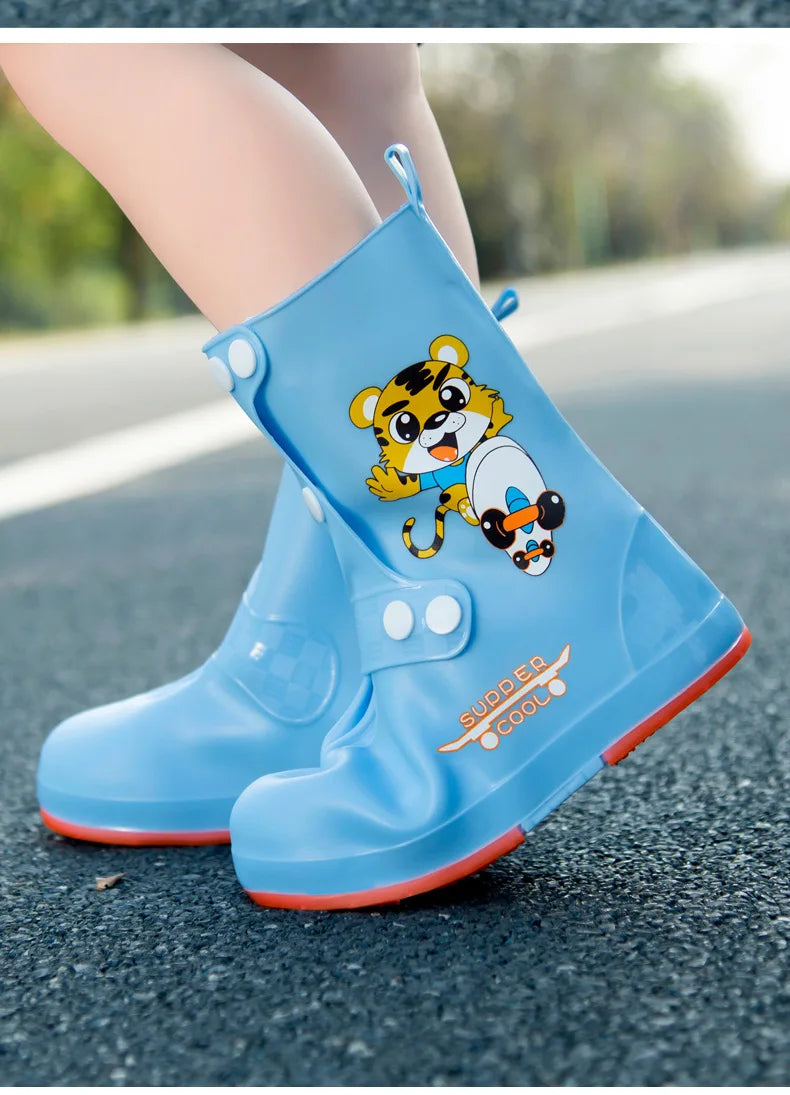 Kids’ Waterproof Rain Boots – Cartoon Animal Flat Shoes