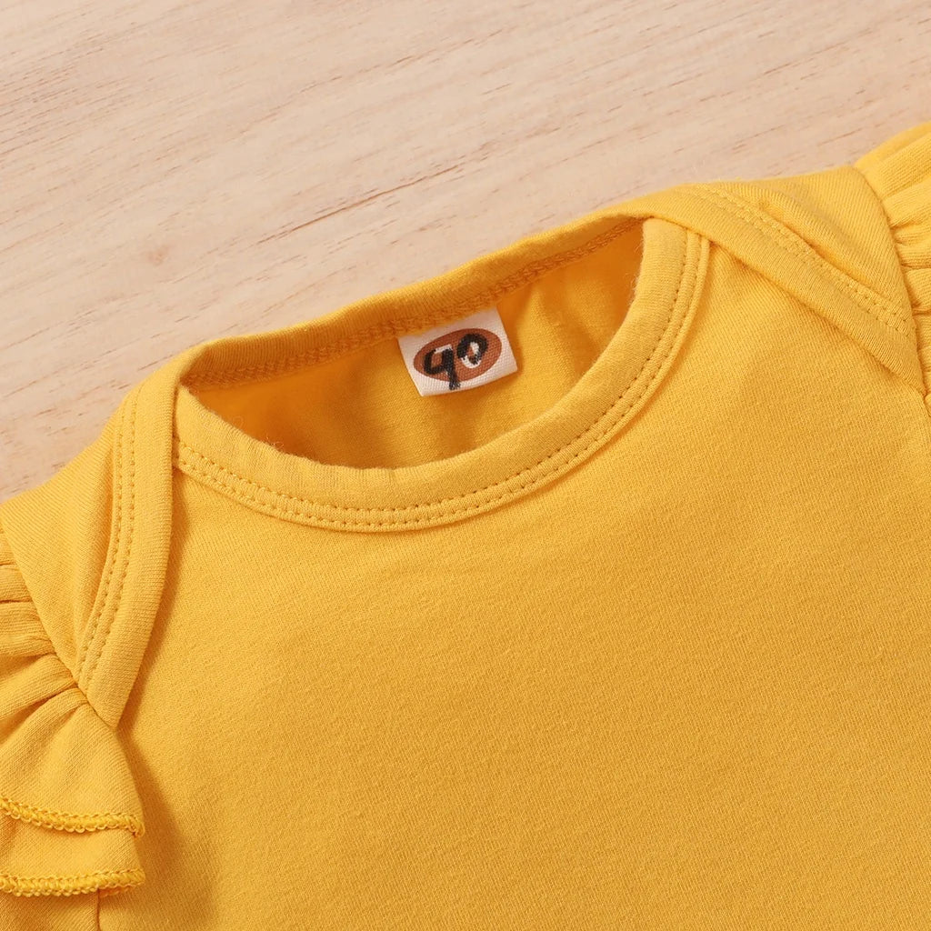 Body suit & Floral Pants with Bow & Headband 3PCS Outfits for 0-18 M