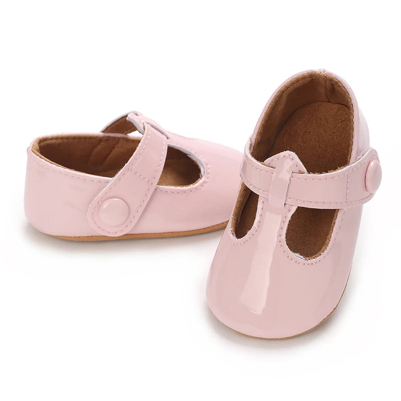 Baby Mary Jane Shoes (0–18M) – PU First Walkers with Bowknot