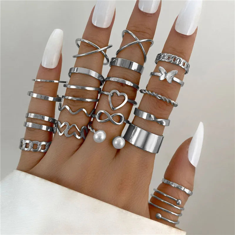 Heart Geometric Gold Butterfly Ring