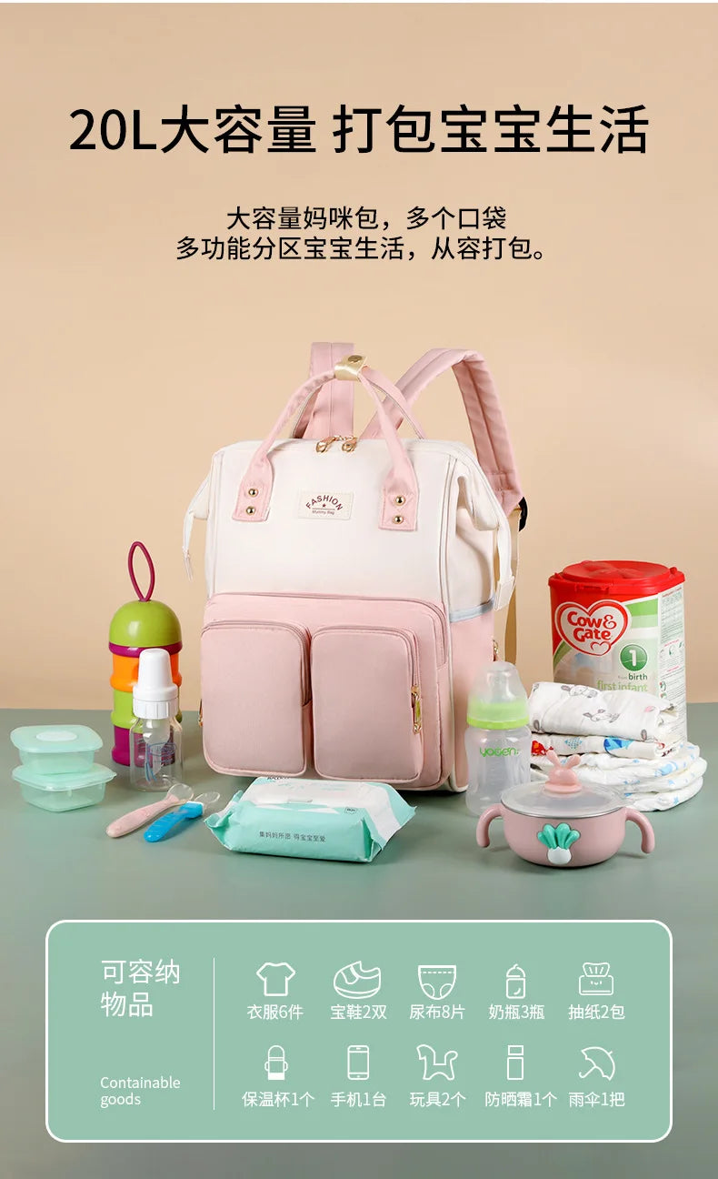 Nappy Backpack Bag – Large Capacity Waterproof Diaper Bag for Baby Care & Travel