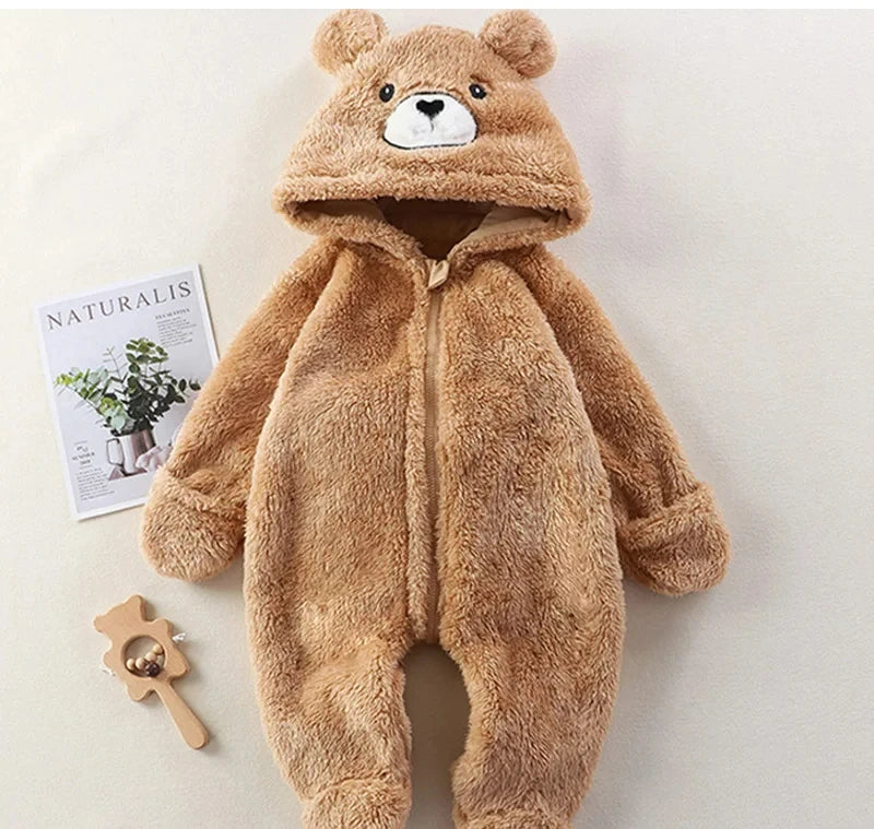 Baby Boys & Girls Winter Romper, Fleece Hooded Onesie