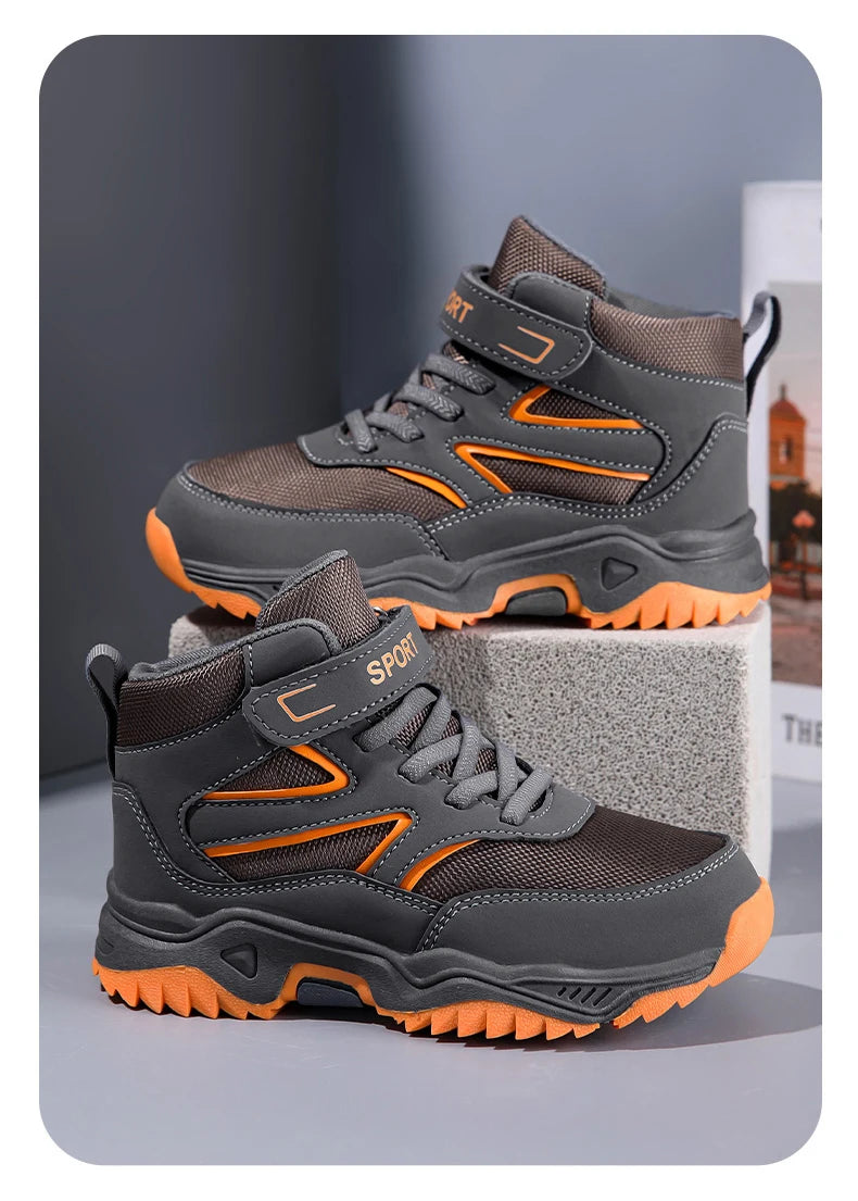 Boys’ Leather Sports Sneakers – Non-Slip, Breathable (Sizes 29–40)