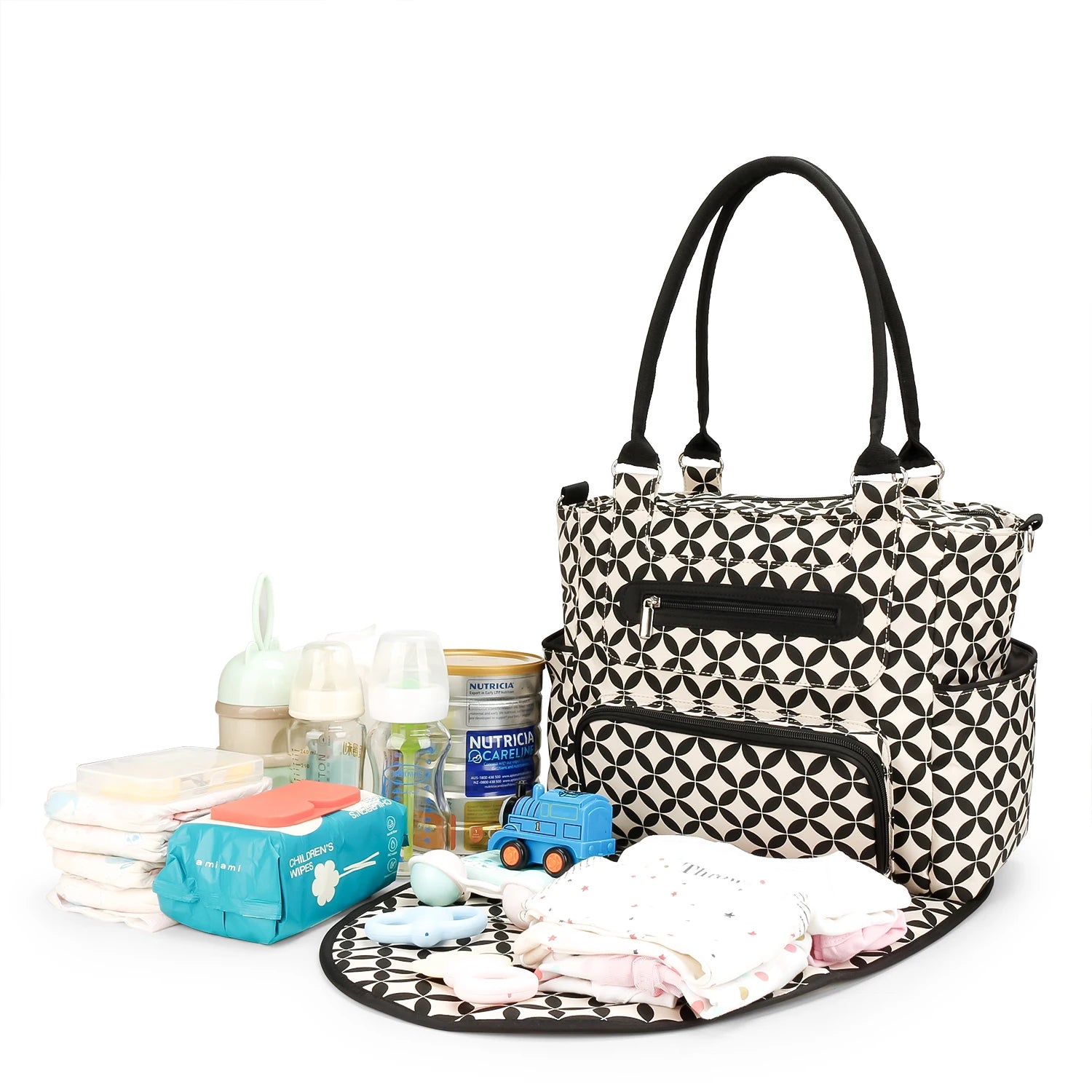 7pcs Nappy Changing Bag Set – Multifunctional Tote, Shoulder & Travel Diaper Bag