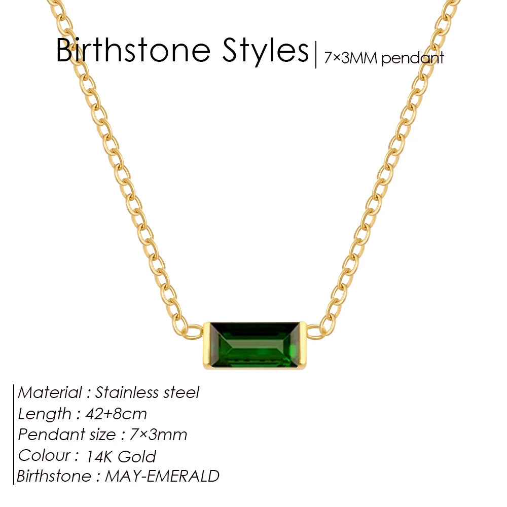 EManco Stainless Steel Colorful Birthstone Pendant