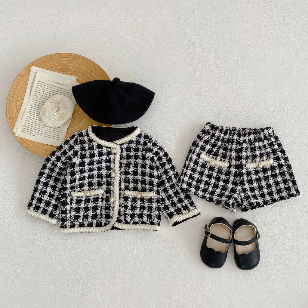 Cute Baby 2-Piece Set, Plaid Shirt & Shorts