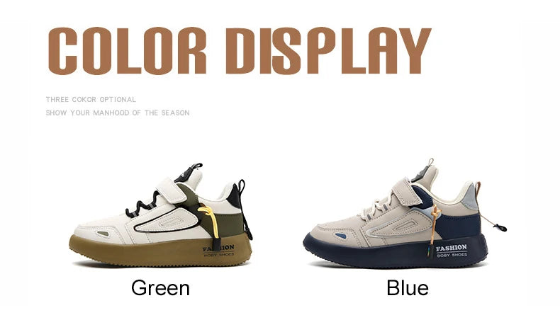 Kids Leather Sneakers – Anti-Slip Casual Sport Shoes for Boys & Girls