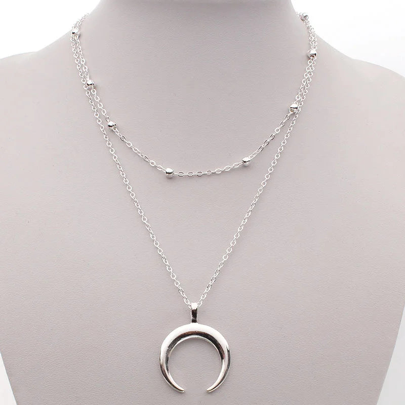 Fashion Gold Color Double Layer Moon