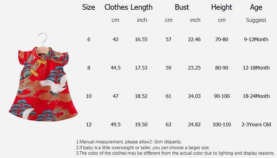 Baby Girl Red Qipao Dress (0–2Y)