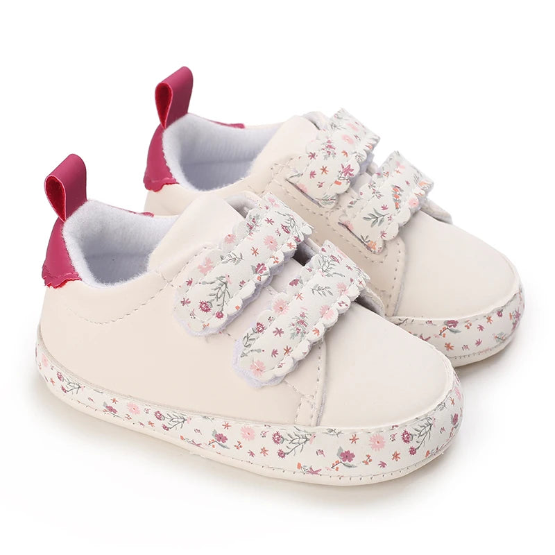 Infant Spring Sneakers – White Soft-Sole Non-Slip Prewalker Shoes