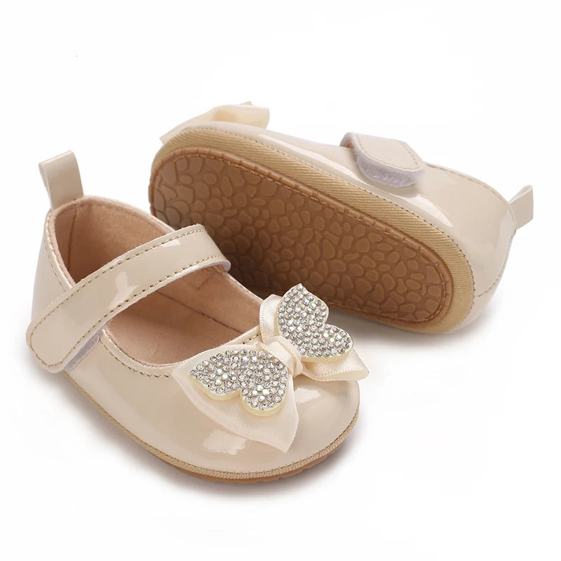 Infant & Toddler Mary Jane Shoes – Bow Faux Leather Flats with Easy Fasten